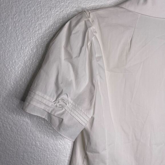 Tahari Womens Top Size Small White Short Sleeve Collared Button Front Blouse - Picture 14 of 15